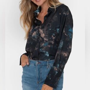 Peace Love World Women’s Button-Front Drama Blouse Size XXS